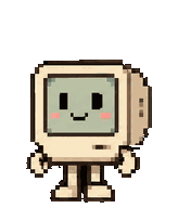 A tiny retro computer with a face